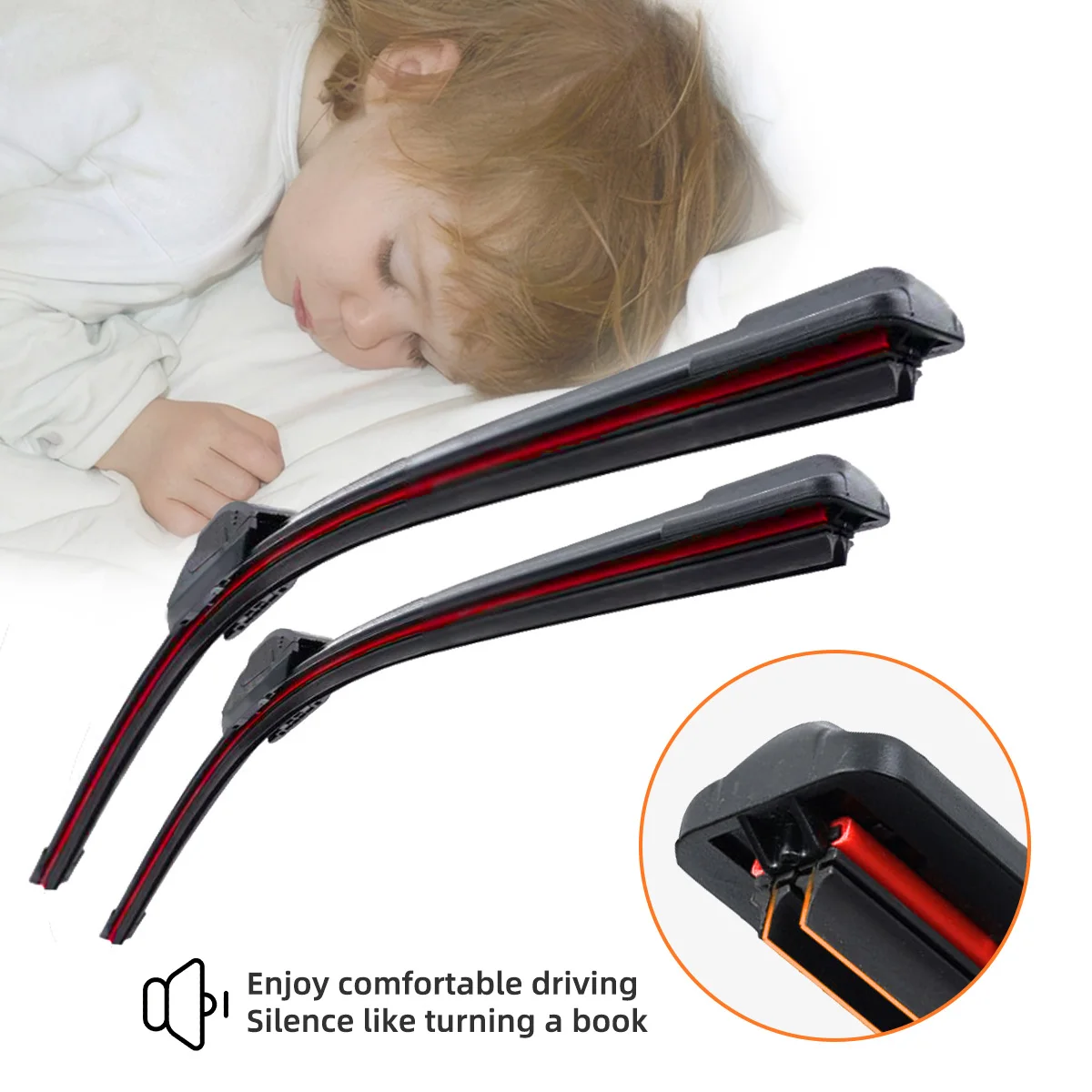 Double Rubber Strip Car Windshield Wiper Blade J Hook U Type Universal Unsupported Car Wiper 14 "16" 18 "19" 20 "21" 22 "24" 26“ - Image 6